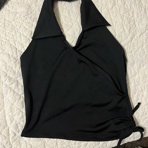 Cropped collared halter top. Size S.